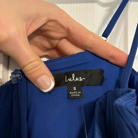 Lulu’s Cascading Crush Blue Tiered Bustier Midi Dress NWT - Picture 4 of 8